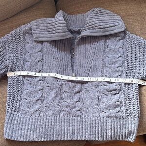 Elegant Gray Cable Knit Turtleneck Sweater